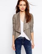 New Look Suedette Waterfall Blazer - Beige