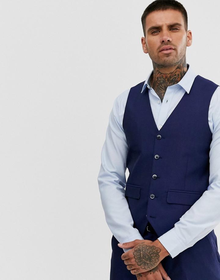 Harry Brown Blue Tonic Suit Vest - Blue
