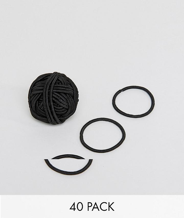 Asos Design Pack Of 40 Hair Tie Ball-black