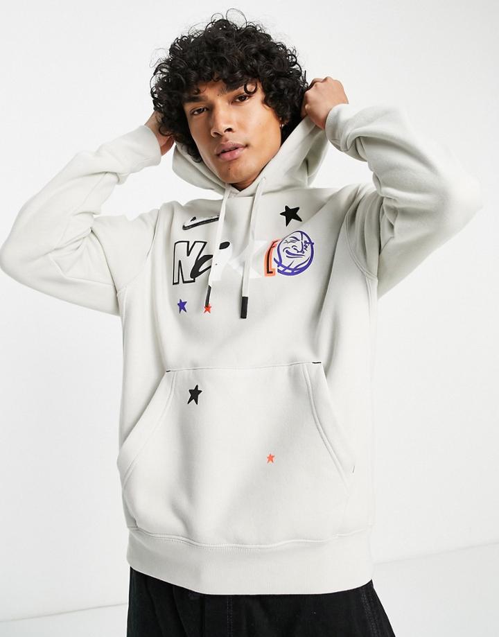 Nike Be True Pack Back Print Graphic Hoodie In Stone-neutral