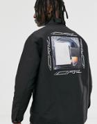 Crl By Corella Coach Jacket With Back Print In Black - Black