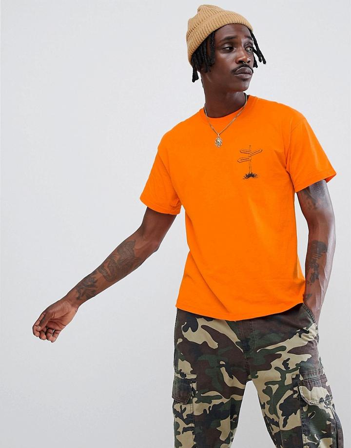 Esn Chest Print T-shirt - Orange