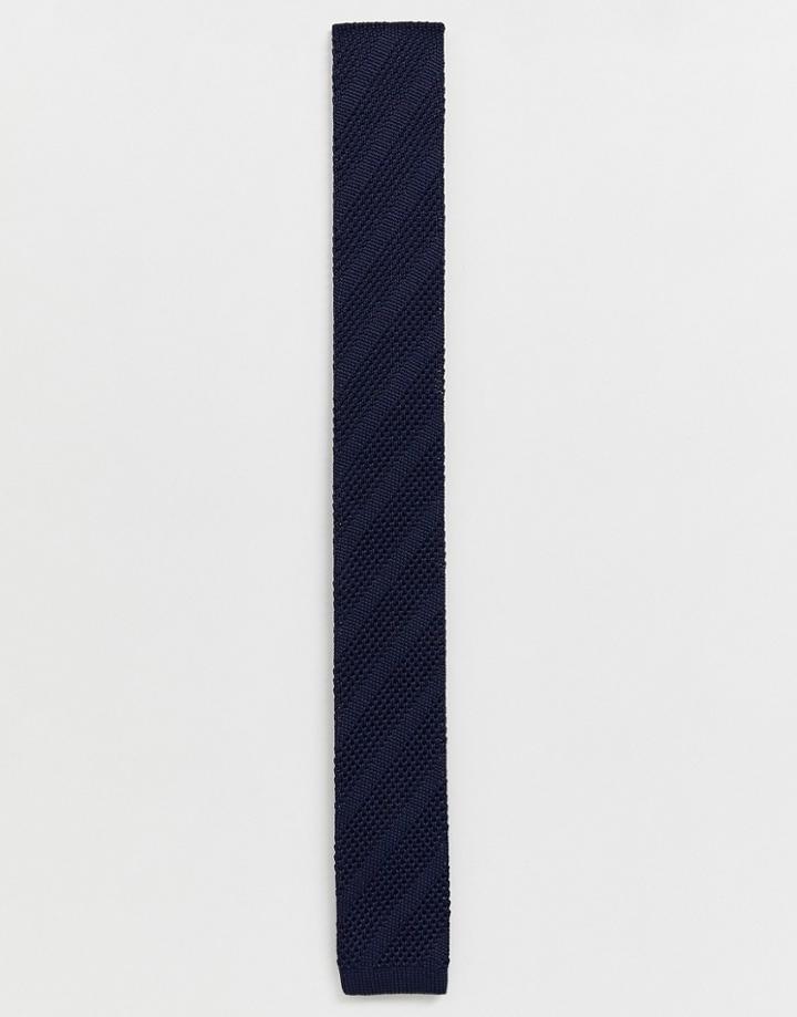 Selected Homme Knitted Tie In Navy - Navy