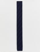 Selected Homme Knitted Tie In Navy - Navy