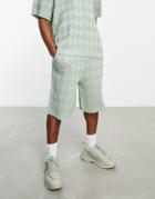 Topman Jacquard Knit Shorts In Sage - Part Of A Set-orange