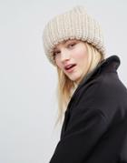 Monki Cable Knit Beanie Hat - White