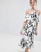 Coast Elouise Halterneck Printed Dress - White