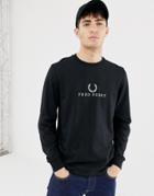 Fred Perry Long Sleeve Embroidered T-shirt In Black - Black