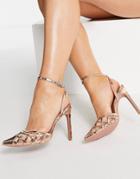 Asos Design Pansy Cut Out High Heeled Shoes In Rose Gold