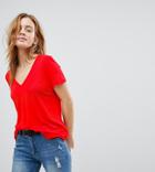 Asos Petite V-neck Swing T-shirt - Red