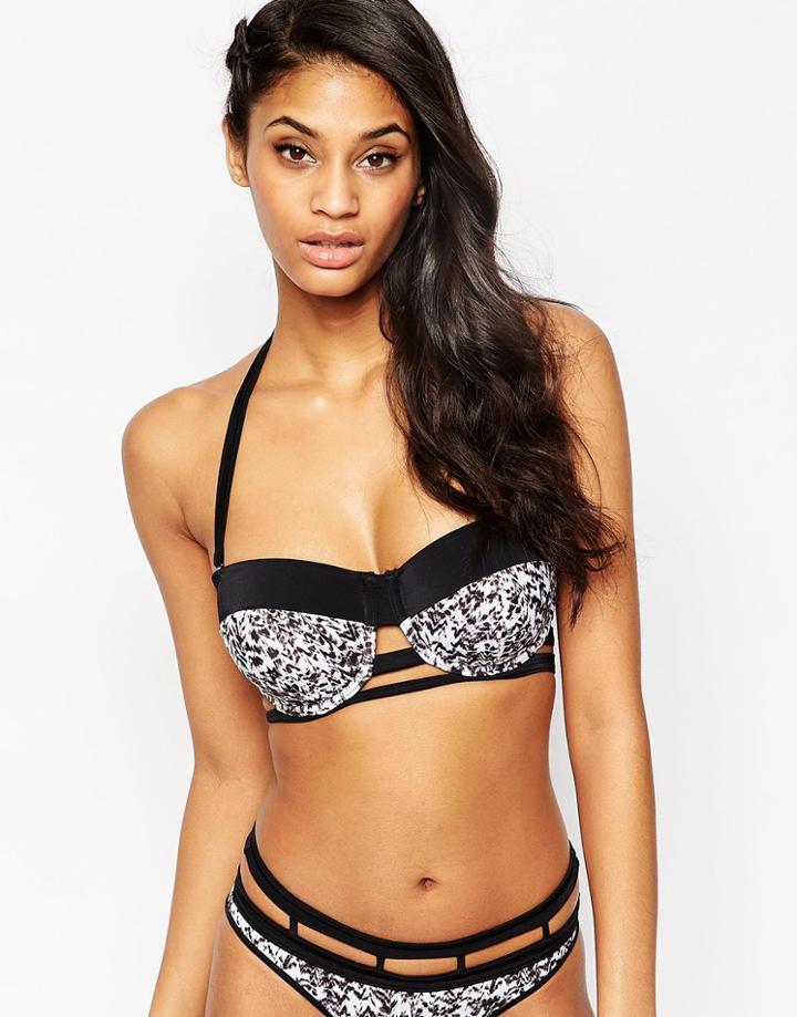 Asos Fuller Bust Dazed Leopard Print Contrast Bikini Top Dd-g - Dazed Animal