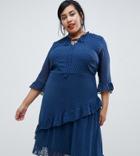 Junarose Asymetric Frilled Dress - Navy