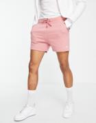 New Look Short Length Jersey Shorts With Embroidered Nlm In Pink