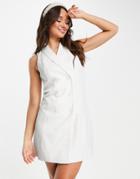 Vila Bridal Tailored Tux Mini Dress With Button Front In White