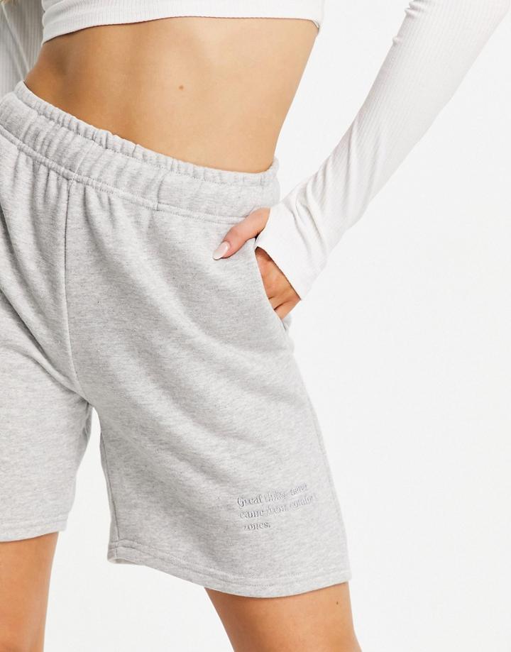 Bershka Longline Jersey Short In Gray-grey