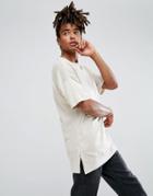 Asos Oversized T-shirt With Raw Edges And Side Splits - Beige