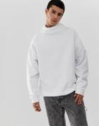 Asos Design Oversized Sweatshirt With Toggle Details In White - White