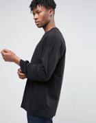 Asos Oversized Long Sleeve T-shirt With Bellow Sleeve In Black - Black