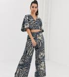 Outrageous Fortune Petite Wide Leg Pants Two-piece In Multi Chain Print