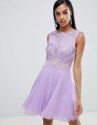 Ax Paris Tulle Skater Dress With Embellished Detail-purple