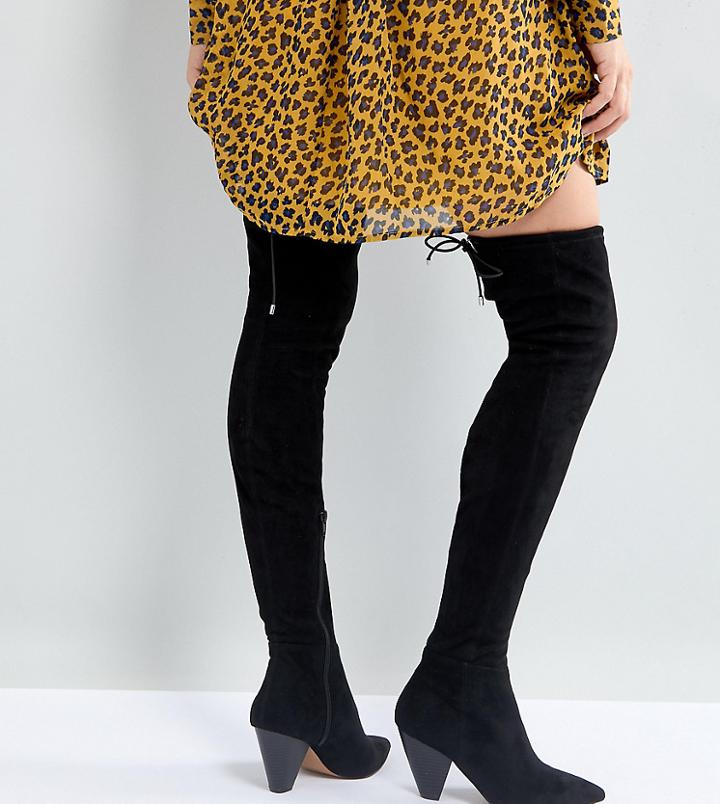 Asos Kaylee Cone Heel Over The Knee Boots - Black