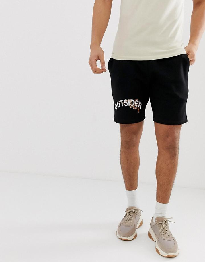 Asos Design Skinny Jersey Shorts With Snake Print In Black
