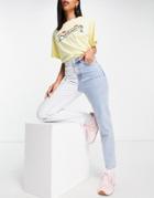 New Look Two-tone Mom Jeans In Blue-blues