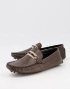 Truffle Collection Faux Leather Metal Trim Drivers In Brown