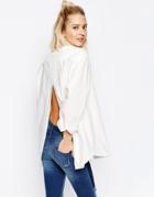 Cheap Monday Oversized Shirt With Open Back - White