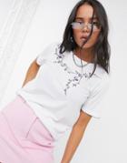 Vila Embroidered T-shirt In White