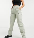 Asos Design Tall Pleated Front Chino Pants With Cargo Pockets In Sage-green
