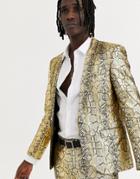 Twisted Tailor Super Skinny Suit Jacket In Gold Snake Print