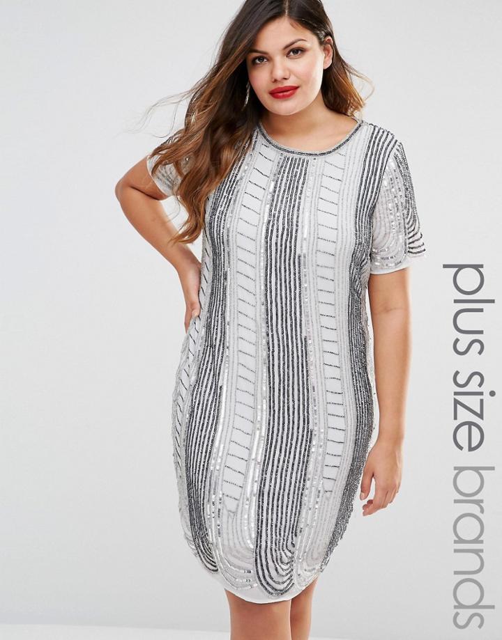 Lovedrobe All Over Embellished Shift Dress - Gray