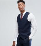 Gianni Feraud Tall Slim Fit Navy Herringbone Vest - Navy