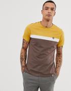 Pretty Green Color Block T-shirt In Brown - Brown