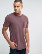 Esprit Slim Fit T-shirt With Pocket And Cuffed Sleeve - Brown
