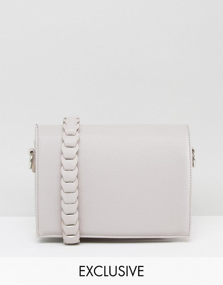 Street Level Minimal Cross Body With Whipstitch Strap In Gray - Gray