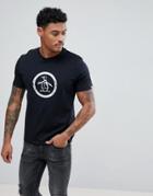 Original Penguin Distress Circle Logo Slim Fit T-shirt In Black - Black
