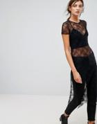 Stradivarius All Over Lace Maxi Dress - Black