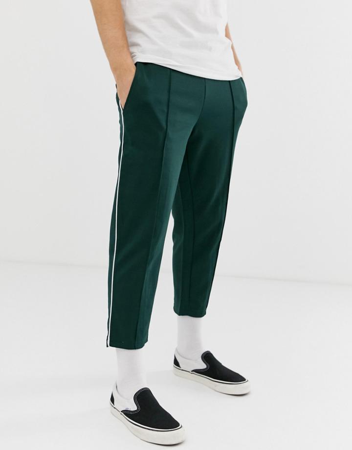 Only & Sons Tapered Cropped Side Stripe Track Pant-green