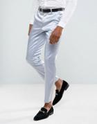 Asos Skinny Smart Pant In Light Blue Sateen - Blue