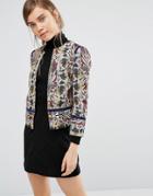 Vero Moda Tapestry Edge To Egde Crop Jacket - Cream