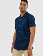Selected Homme Revere Collar Denim Shirt-navy