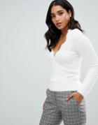 Lipsy Cropped Wrap Sweater In White - White