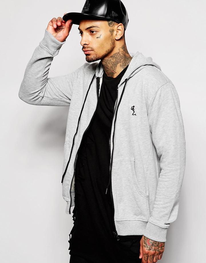 Religion Zip Up Hoodie - Light Gray Marl