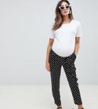 Asos Design Maternity Woven Obi Tie Pants In Spot - Multi