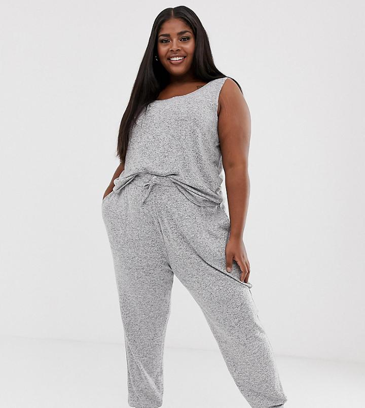 Asos Design Curve Mix & Match Lounge Super Soft Brushed Jogger-gray