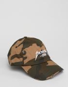 Dxpe Chef Baseball Cap With Distressing In Camo - Brown