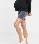 Club L London Maternity Slinky Body-conscious Short In Charcoal - Part Of A Set-grey