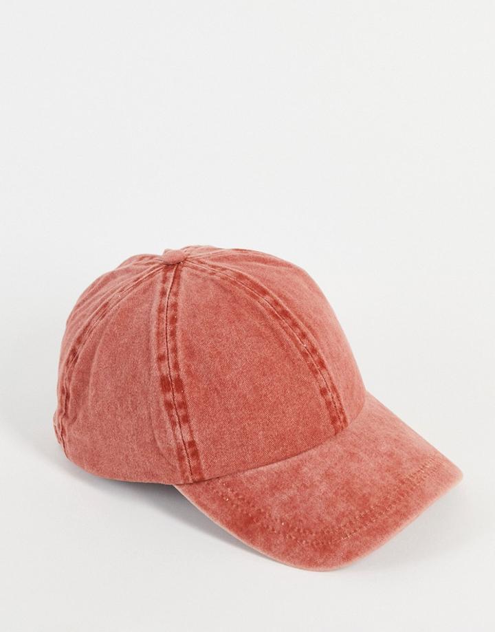Asos Design Soft Baseball Cap In Washed Red